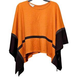 I.K.C. For Country Wear Orange & Brown Poncho Top 2X Italian